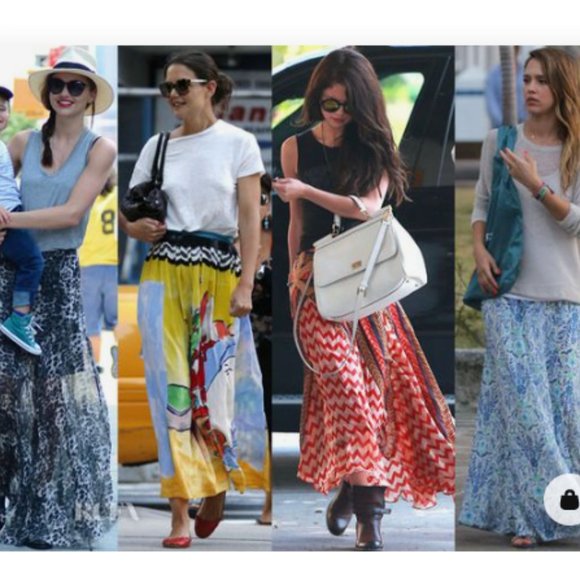 FRANCESCA Rose Maxi Skirt Mix Print Panels Boho Festival Size L - EUC! - Picture 13 of 15